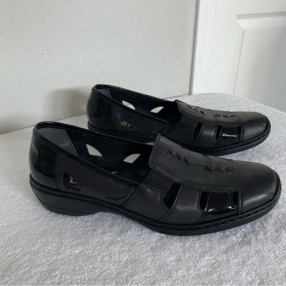 Rieker Women's Black Cutout Loafers Size 9 US/ EU 41